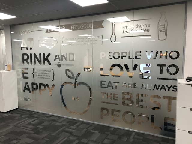 Photo showing window graphics