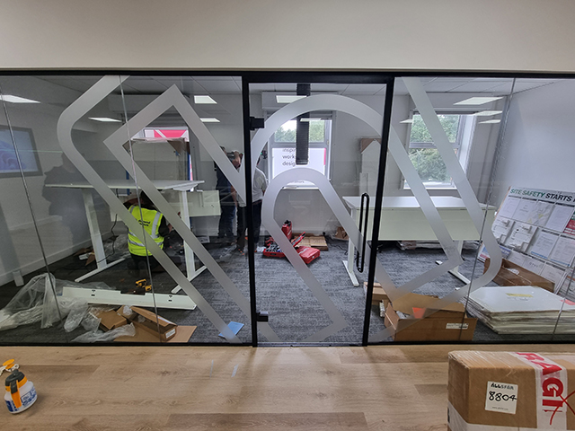 Photo showing window graphics