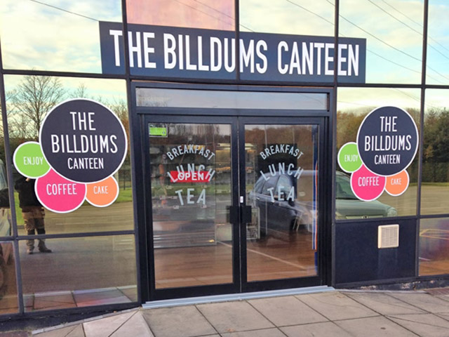 Photo showing window graphics